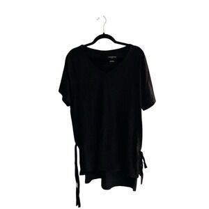 Lane Bryant Women's V-Neck Tie Detail T-Shirt Black Size 18 Casual